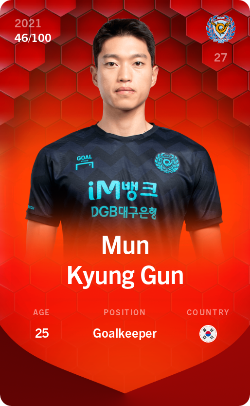 Sorare - Sorare Official - Mun Kyung Gun 2021-22 • Rare 46/100 - NFT # 2658345823697106599264612303280930750403372396349020291539308543906623461429