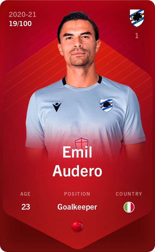 Sorare - Sorare Official - Emil Audero 2020-21 • Rare 19/100 - NFT # 30229488453965947891872100424193790398058367356169310158953914816893029764180