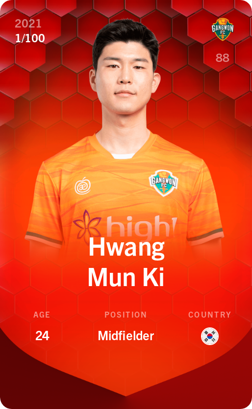 Sorare - Sorare Official - Hwang Mun Ki 2021-22 • Rare 1/100 - NFT # 39529932359082405598982694658912254188754880177692200140311875247508630589023
