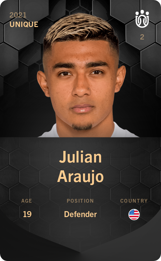 Sorare - Sorare Official - Julian Araujo 2021-22 • Unique - NFT # 75748905610872199250188948831675998778362305807332593301013027295342386664496