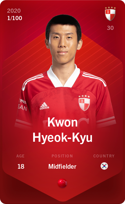 Sorare - Sorare Official - Kwon Hyeok-Kyu 2020-21 • Rare 1/100 - NFT # 107689004912614261961403301901419748208641237708473226218871049726954262508027