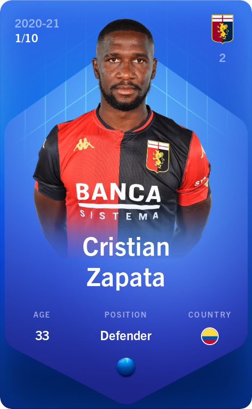Sorare - Sorare Official - Cristian Zapata 2020-21 • Super Rare 1/10 - NFT # 1029580405943527999581306039764849589061501497349717665126982068483087192036