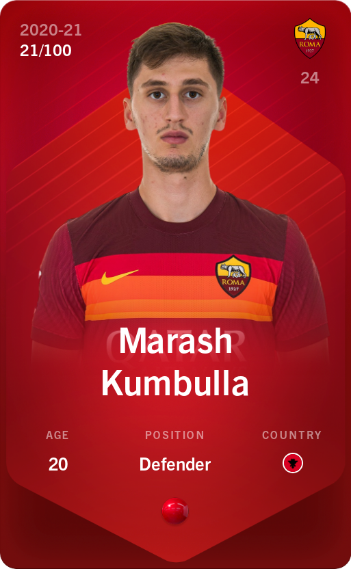 Sorare - Sorare Official - Marash Kumbulla 2020-21 • Rare 21/100 - NFT # 47605649878834020234135022686896536539810311929274349947495957339110903207592