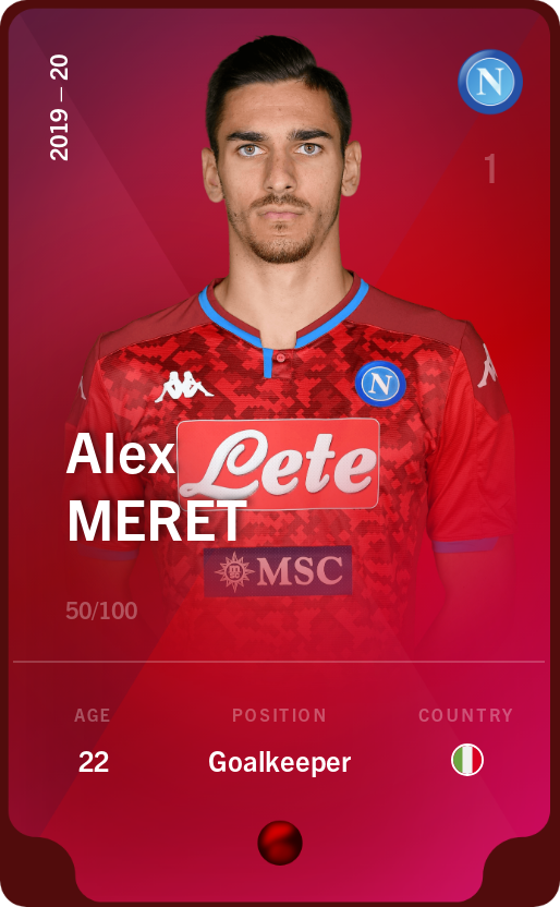Sorare - Sorare Official - Alex Meret 2019-20 • Rare 50/100 - NFT # 36208318388634786387662266022286661949923966024260744282902579879064525282961