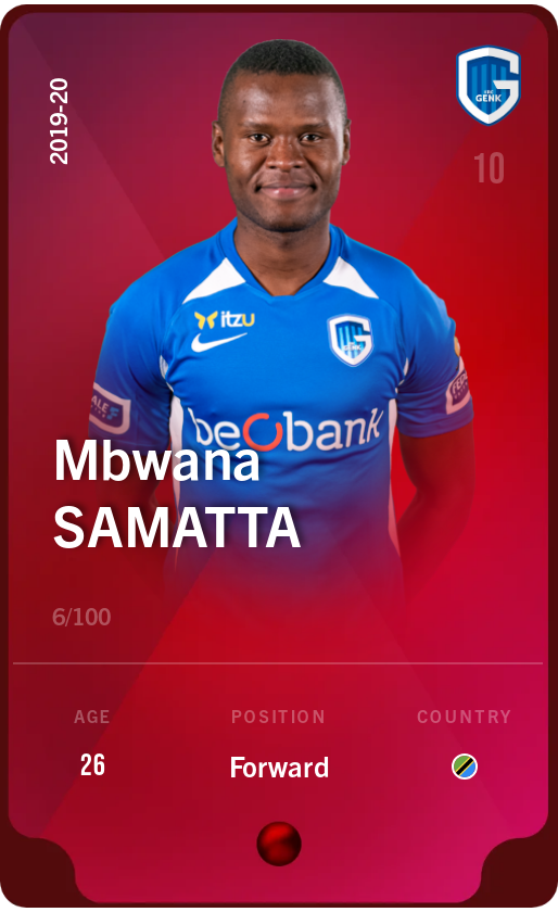 Sorare - Sorare Official - Mbwana Samatta 2019-20 • Rare 6/100 - NFT # 88264168901253421956515518599094737025555189839808972089730755715447812060695