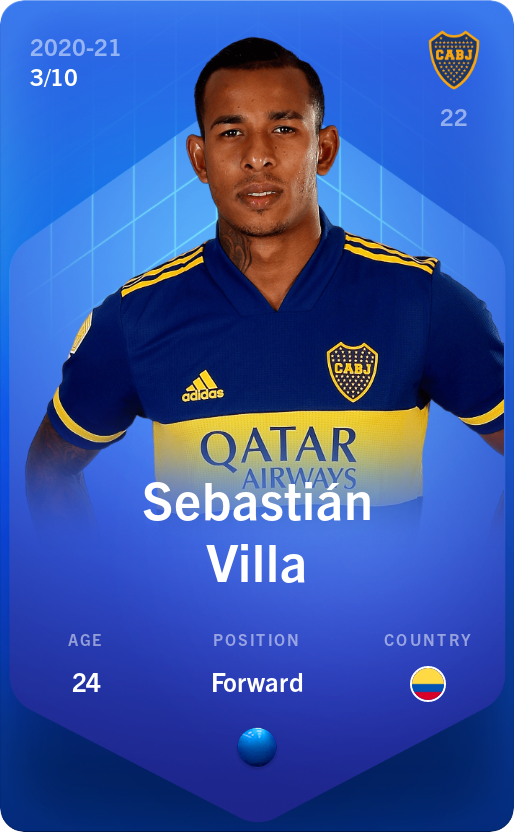 Sorare - Sorare Official - Sebastián Villa 2020-21 • Super Rare 3/10 - NFT # 74371297124627279266165468197597745089870115231313002929525587349221312146851