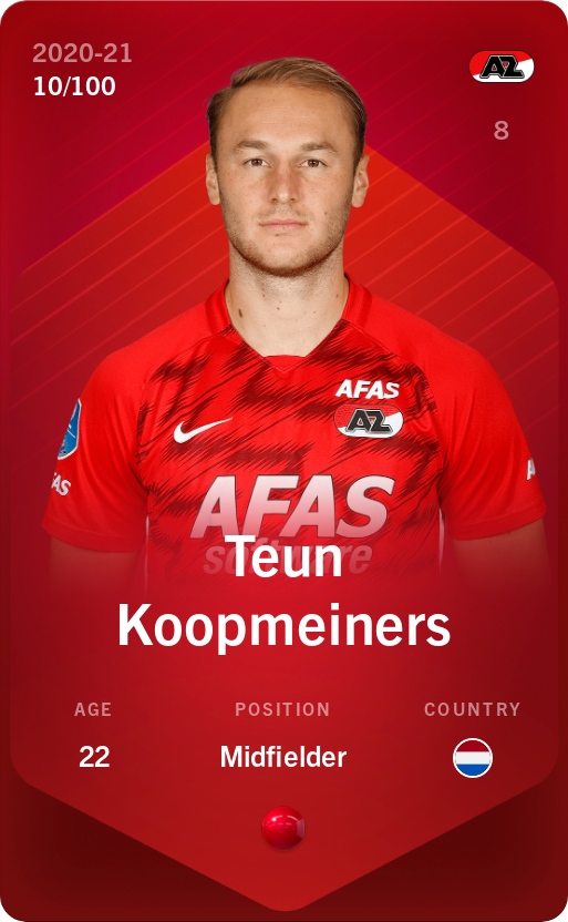 Sorare - Sorare Official - Teun Koopmeiners 2020-21 • Rare 10/100 - NFT # 4861969642959482447811134857063462239236932676241850544744795682063141157892