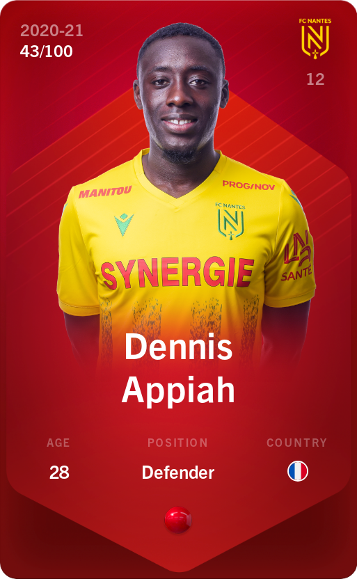 Sorare - Sorare Official - Dennis Appiah 2020-21 • Rare 43/100 - NFT # 52121029628264302978012407054082918863836230684447836448278786229080148419391