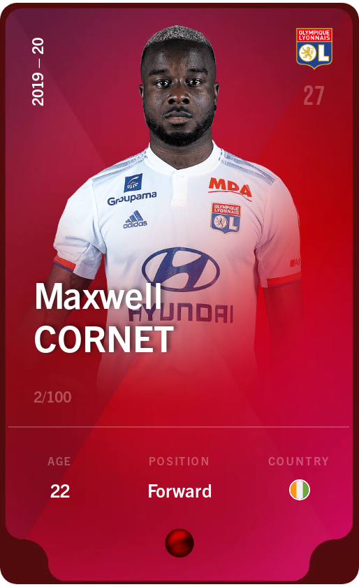 Sorare - Sorare Official - Maxwell Cornet 2019-20 • Rare 2/100 - NFT # 88254062331316781657980600562541804357772145278051250406445909644017449824954