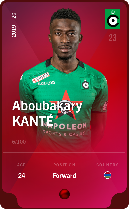 Sorare - Sorare Official - Aboubakary Kanté 2019-20 • Rare 6/100 - NFT # 106431225302837798463891891828784837095857324105725458537836902700365147727974