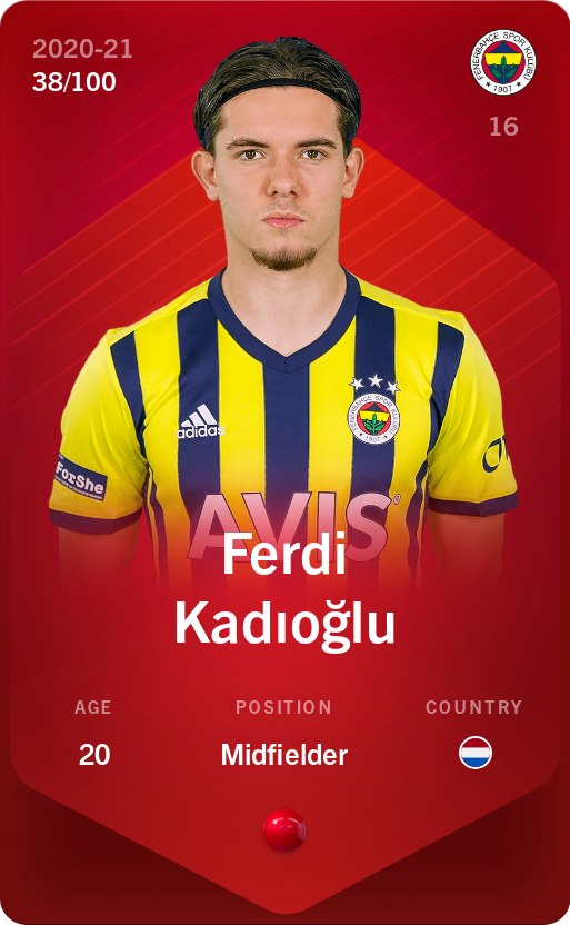 Sorare - Sorare Official - Ferdi Kadıoğlu 2020-21 • Rare 38/100 - NFT # 105109682213167423616568687871475382517520169768659739514000377644390684999860