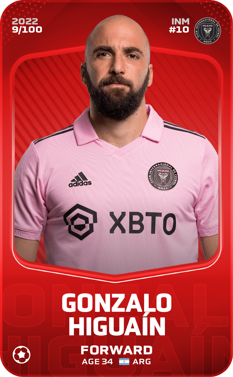 Sorare - Sorare Official - Gonzalo Higuaín 2022-23 • Rare 9/100 - NFT # 29687392323129946862915334192645345720117857801265265205169720985415588125586