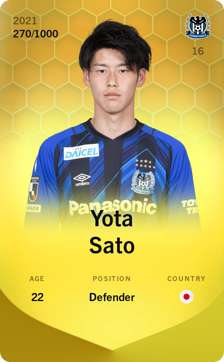 Sorare - Sorare Official - Yota Sato 2021-22 • Limited 270/1000 - NFT # 76016245304702407505162468129503490216850475121616591216599244772890953509809