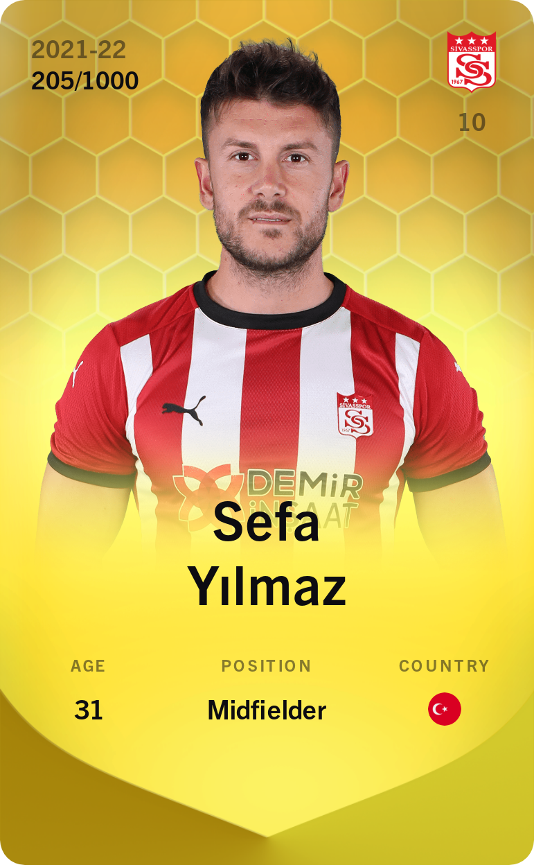 Sorare - Sorare Official - Sefa Yılmaz 2021-22 • Limited 205/1000 - NFT # 94042340831944794361681272330796247169728891536717880702054897227904522597150
