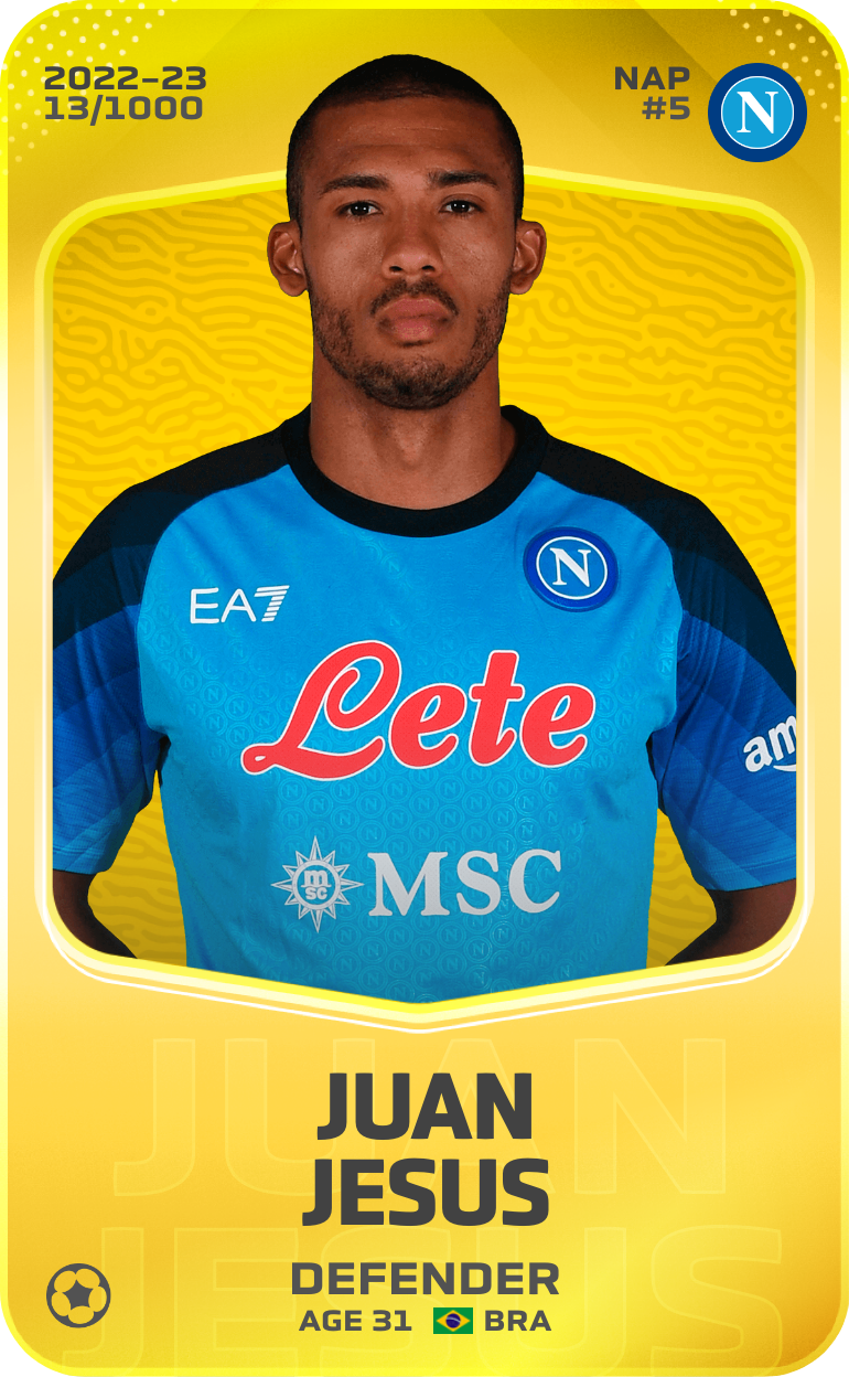 Sorare - Sorare Official - Juan Jesus 2022-23 • Limited 13/1000 - NFT # 74634558549433074424681201631786935228608123165523245391011515418215634497527