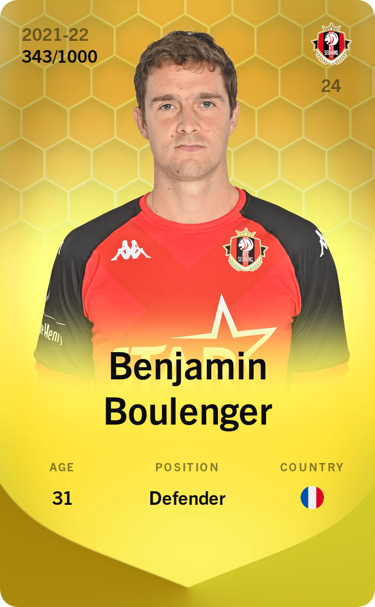 Sorare - Sorare Official - Benjamin Boulenger 2021-22 • Limited 343/1000 - NFT # 31430817986388694460823022391297074265022362536133980407574799915930629533616