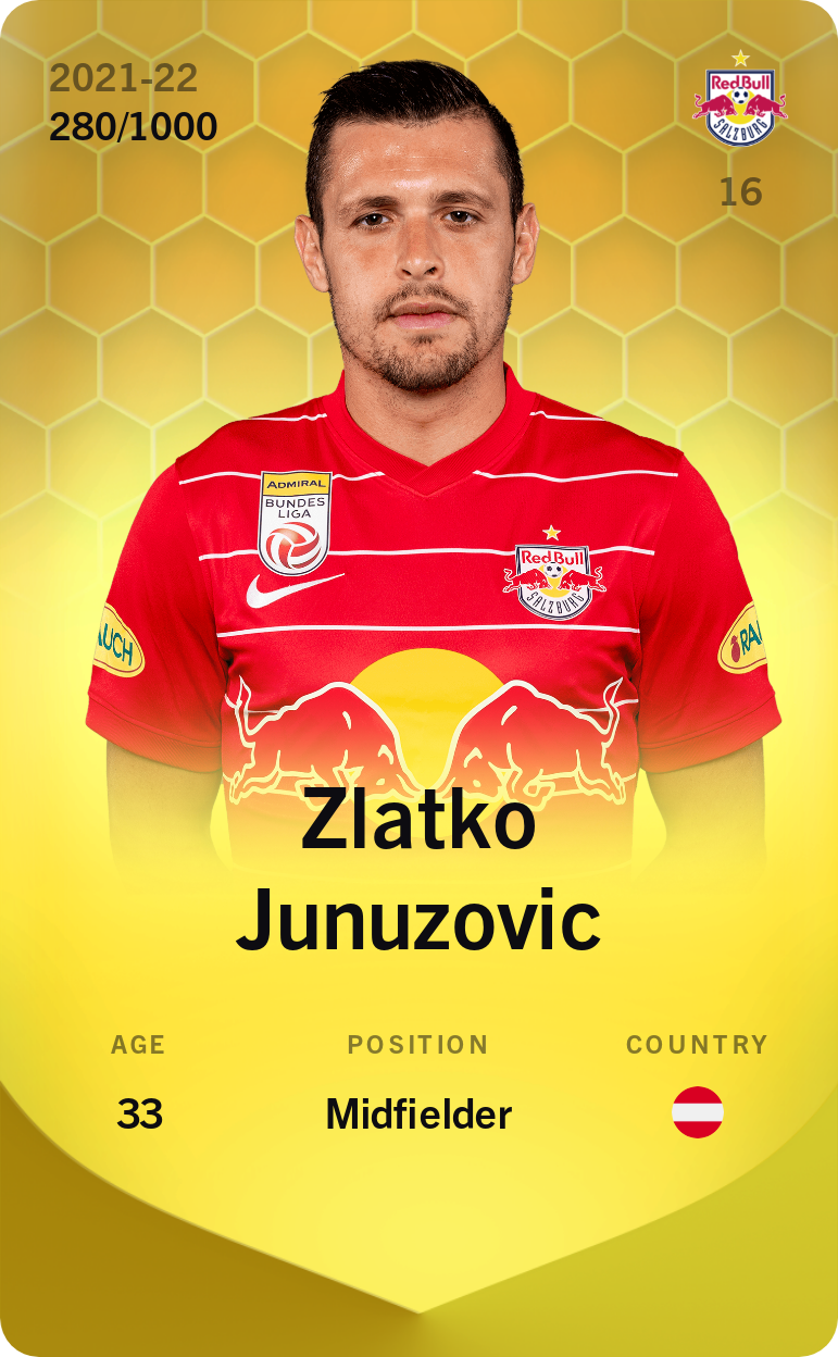 Sorare - Sorare Official - Zlatko Junuzovic 2021-22 • Limited 280/1000 - NFT # 76126783860052663846483211655895928367369017434486646459987137178228893192923