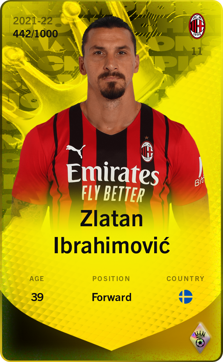 Sorare - Sorare Official - Zlatan Ibrahimović 2021-22 • Limited 442/1000 - NFT # 73879710660467294366648677426783185880526230954146277803577258820698652966620