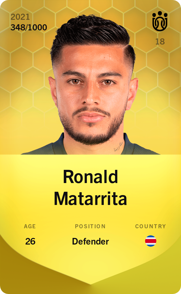 Sorare - Sorare Official - Ronald Matarrita 2021-22 • Limited 348/1000 - NFT # 66159758945424893424183243203566562889476192171146759579214331403991828712898