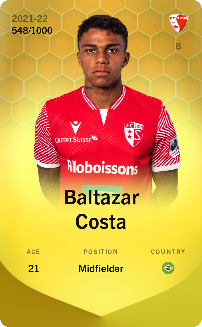Sorare - Sorare Official - Baltazar Costa 2021-22 • Limited 548/1000 - NFT # 52996533677963332757610044072653872009418583762293484290272333126675803812061