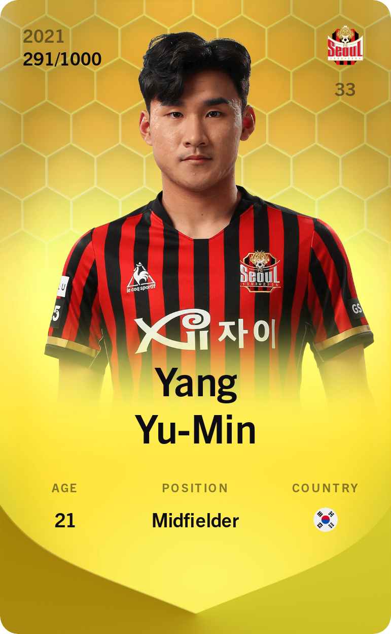 Sorare - Sorare Official - Yang Yu-Min 2021-22 • Limited 291/1000 - NFT # 85932847419826503258003068515754647458655656447175051645713437586935585902258