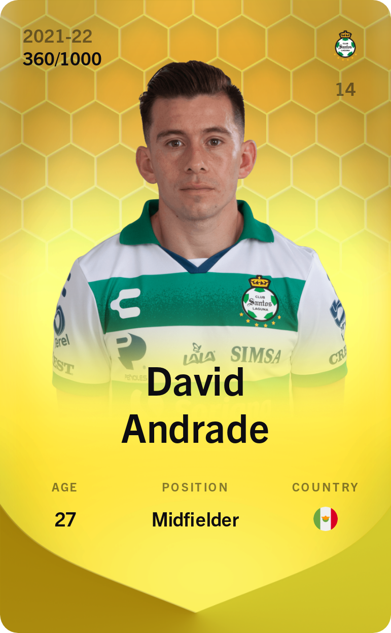 Sorare - Sorare Official - David Andrade 2021-22 • Limited 360/1000 - NFT # 27956798813242257845500628125412586976056708067938264299082694858021553228000