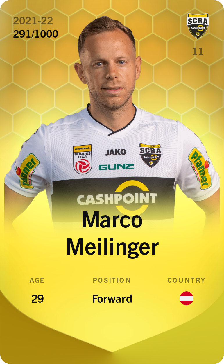 Sorare - Sorare Official - Marco Meilinger 2021-22 • Limited 291/1000 - NFT # 33794616639710190727044980464974116536509588022838161895376981008479849204129