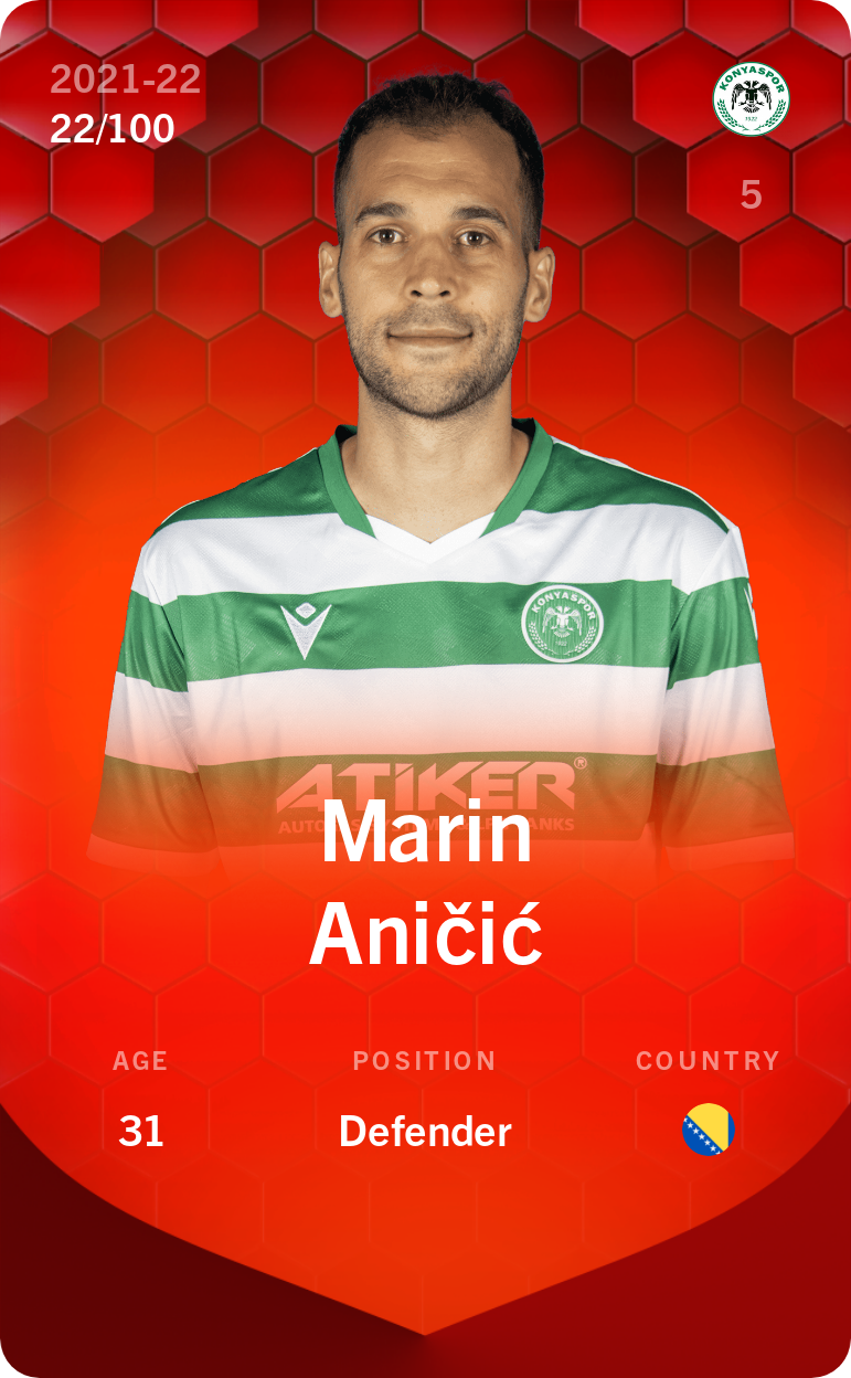 Sorare - Sorare Official - Marin Aničić 2021-22 • Rare 22/100 - NFT # 10583547631292687778179079961014965459065950804253088743365319854090587504667