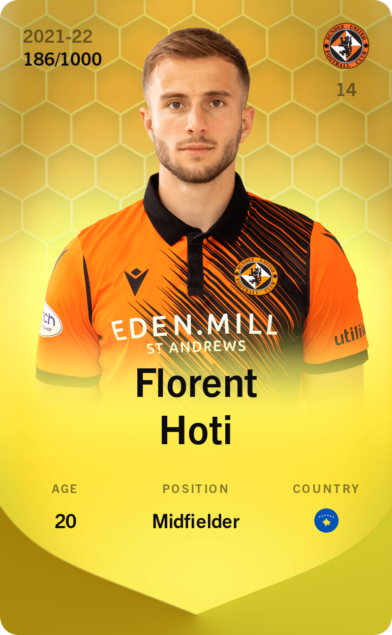 Sorare - Sorare Official - Florent Hoti 2021-22 • Limited 186/1000 - NFT # 60507045748587212889113576451199996029954196502453274398178017061125238380151