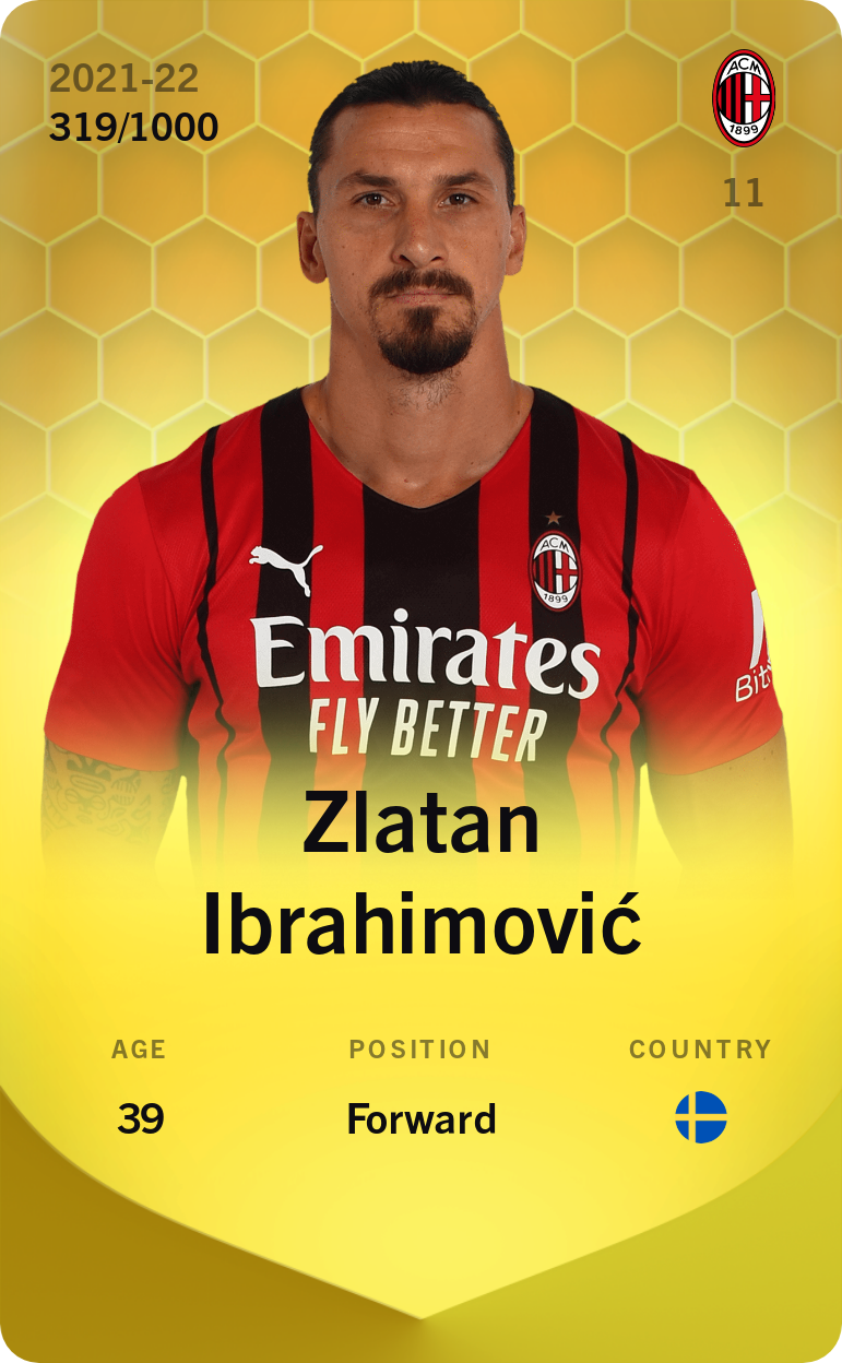 Sorare - Sorare Official - Zlatan Ibrahimović 2021-22 • Limited 319/1000 - NFT # 96325680480975914620272351094505912174607220172491791101767573186151108998704