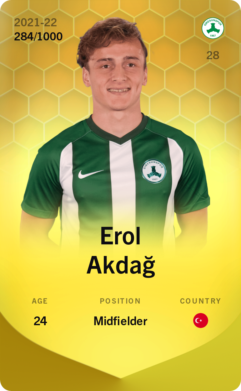 Sorare - Sorare Official - Erol Akdağ 2021-22 • Limited 284/1000 - NFT # 43963772944855357212533922547103219058173680162640653239906509656835019249064