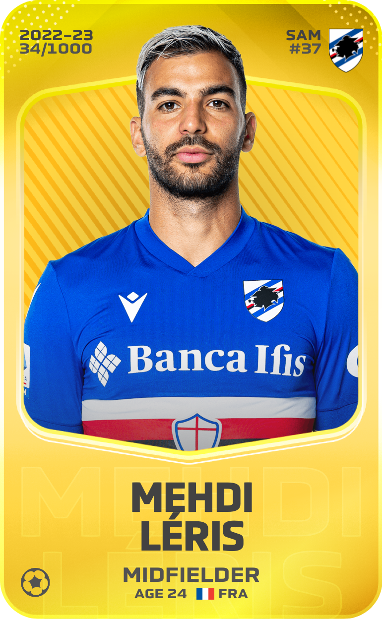 Sorare - Sorare Official - Mehdi Léris 2022-23 • Limited 34/1000 - NFT # 81891257124343370383473219095893619149668356798940708278969535810539197037264