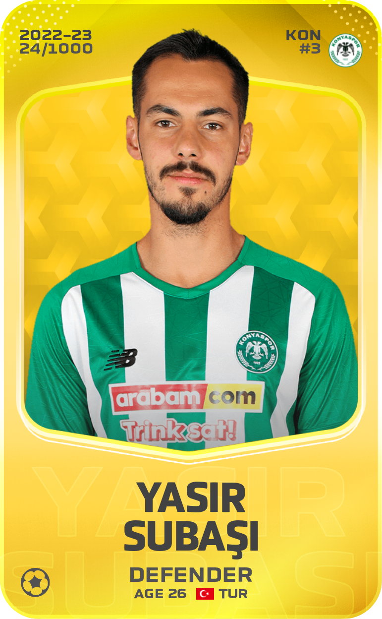Sorare - Sorare Official - Yasir Subaşı 2022-23 • Limited 24/1000 - NFT # 62028290143522244046035952933042642184394863442714433516880679756758399698364