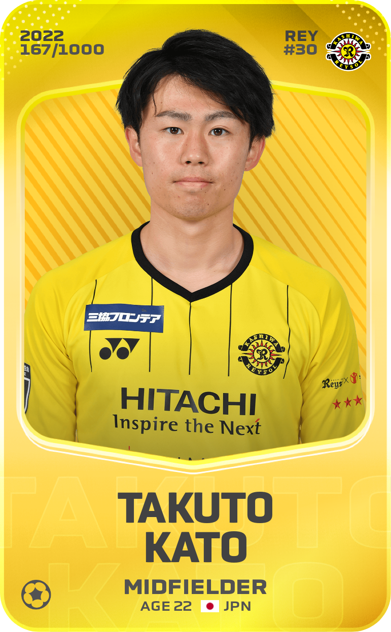 Sorare - Sorare Official - Takuto Kato 2022-23 • Limited 167/1000 - NFT # 110365813205049580897572476696383911809442605702302193250219771654502442716469