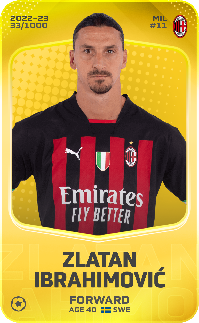 Sorare - Sorare Official - Zlatan Ibrahimović 2022-23 • Limited 33/1000 - NFT # 74237195058154004784964129623868403393673762366639015532218172128344129139909
