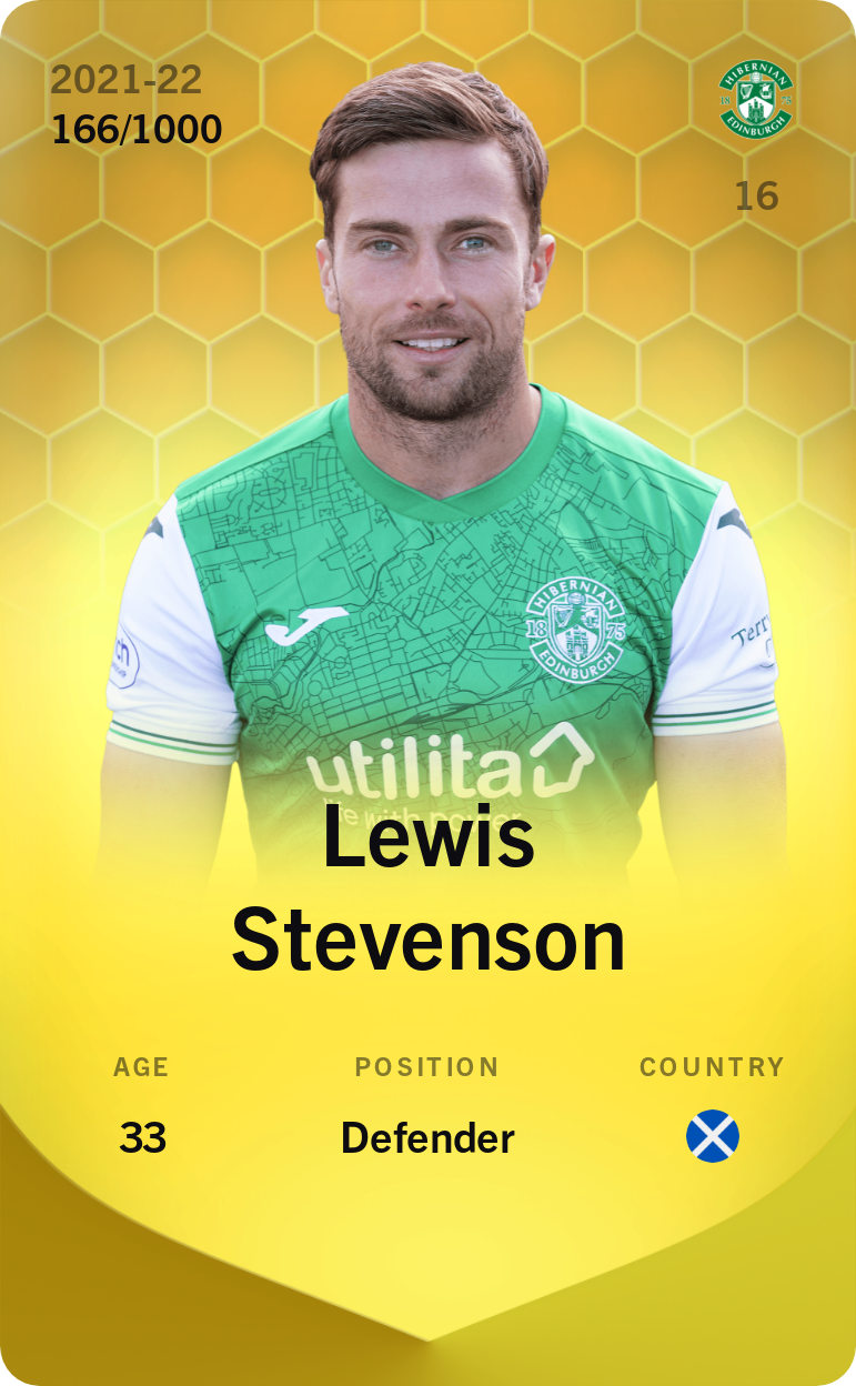 Sorare - Sorare Official - Lewis Stevenson 2021-22 • Limited 166/1000 - NFT # 88700553803751593580086839535736132334480256423121442679935317031774383371948