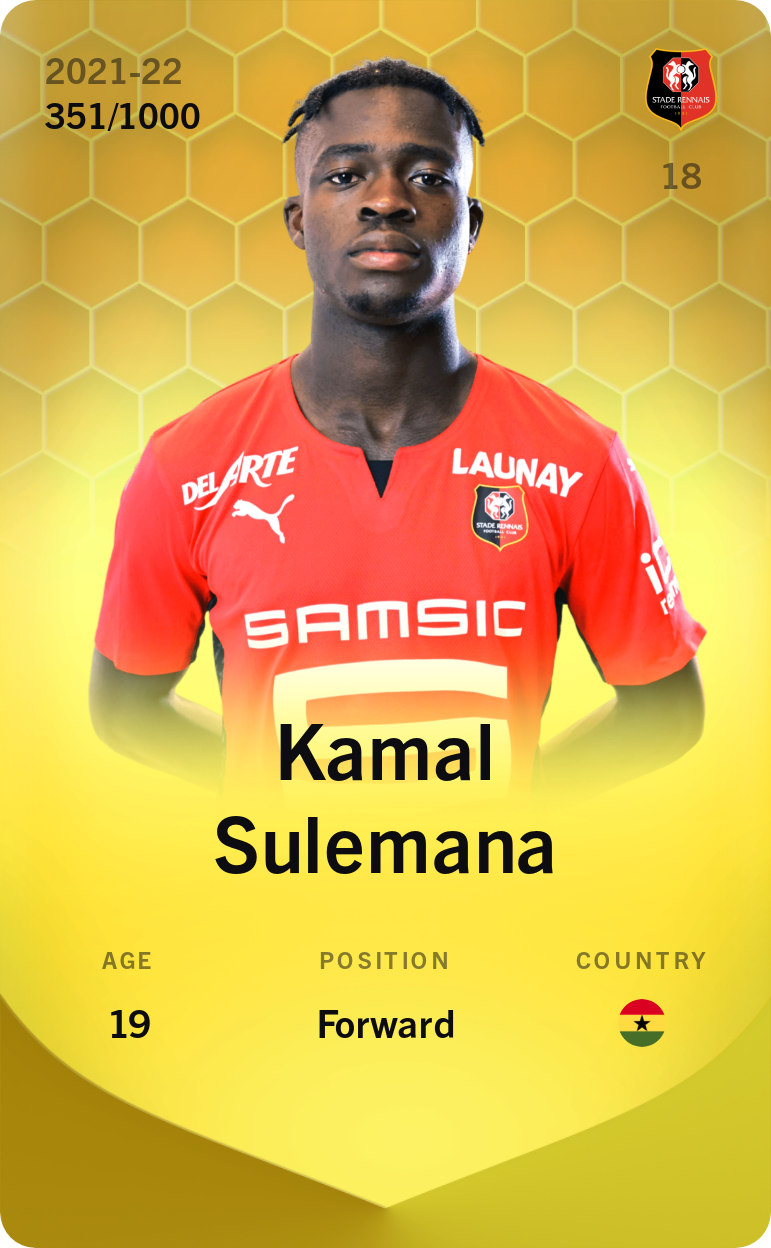 Sorare - Sorare Official - Kamal Sulemana 2021-22 • Limited 351/1000 - NFT # 70991584304059471906946856959947921360139015509970735475407453033316002842692