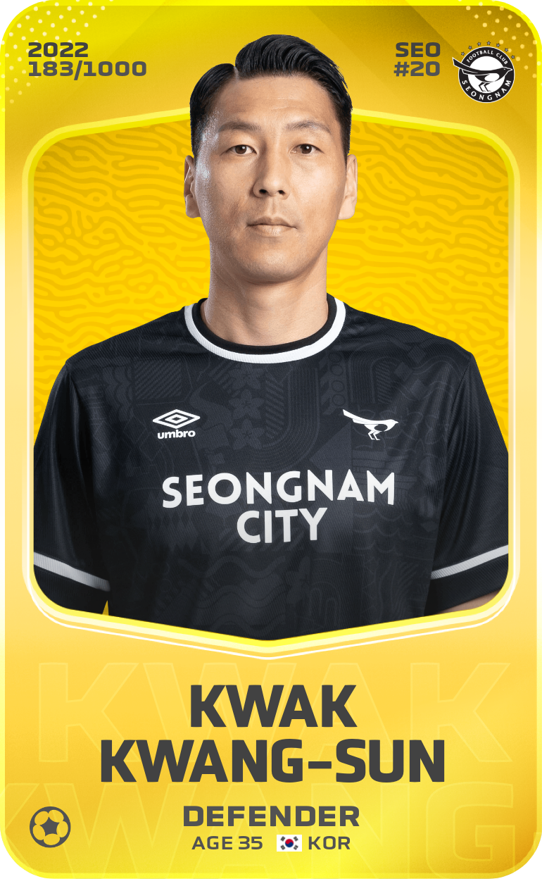 Sorare - Sorare Official - Kwak Kwang-Sun 2022-23 • Limited 183/1000 - NFT # 91874943532821205612673309385577087829611979344865732496551434890598311874197