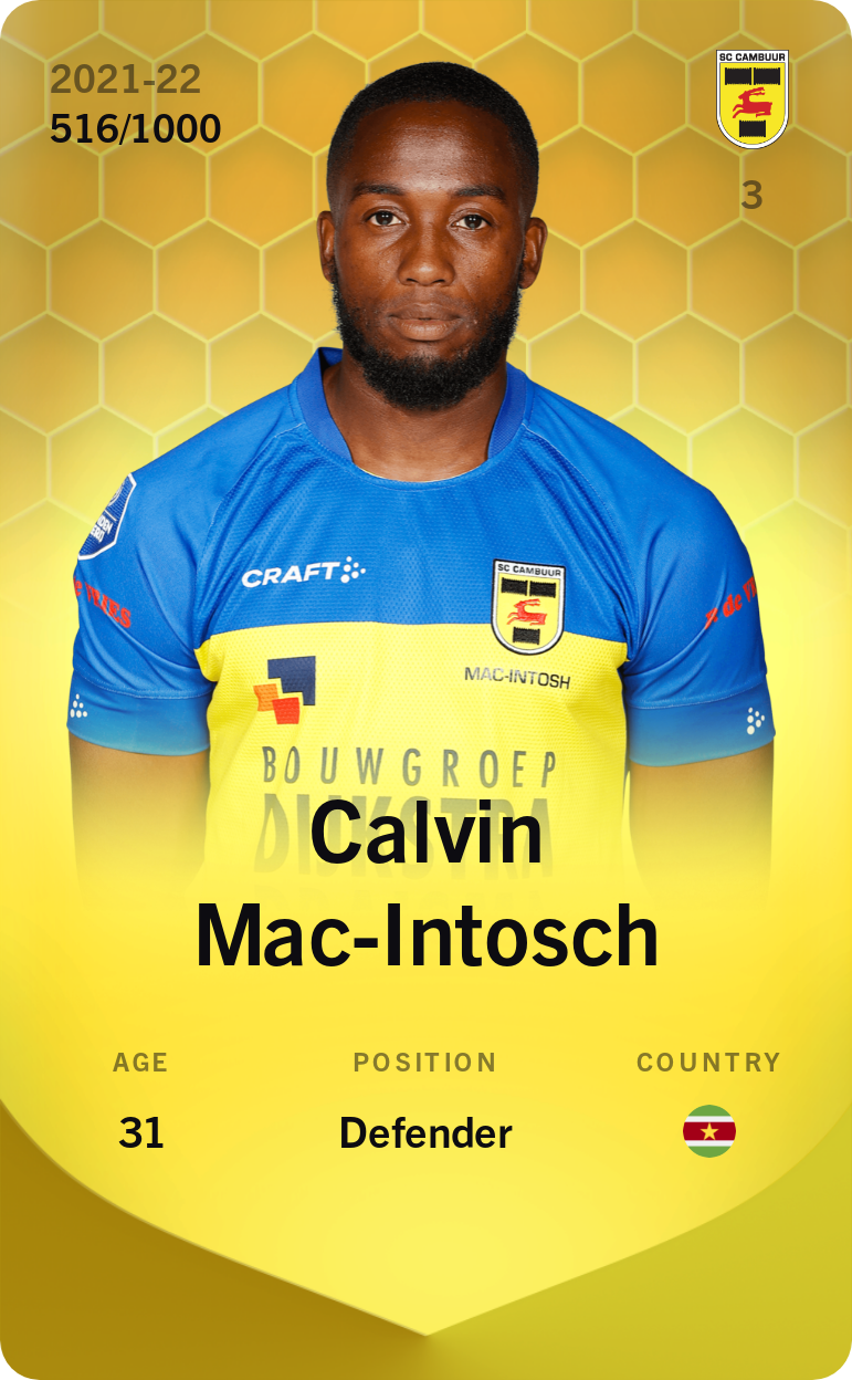 Sorare - Sorare Official - Calvin Mac-Intosch 2021-22 • Limited 516/1000 - NFT # 33562391098211441484617643637556485838273051588171549955901653656871747734602