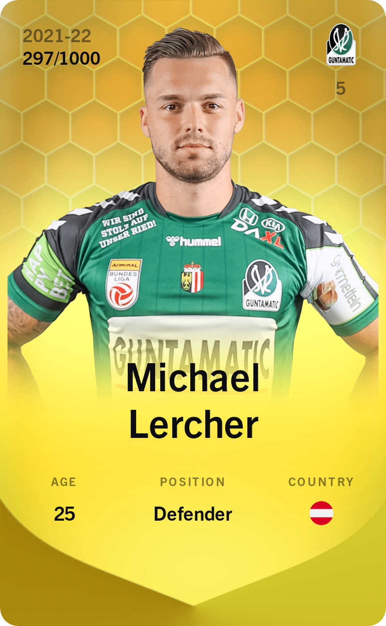 Sorare - Sorare Official - Michael Lercher 2021-22 • Limited 297/1000 - NFT # 114117017805363144453517978799847423127306749826864912676342076593584066436569