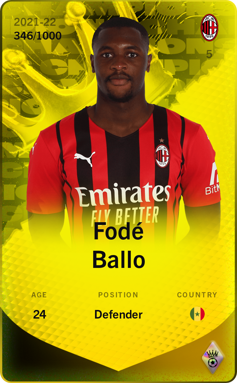 Sorare - Sorare Official - Fodé Ballo 2021-22 • Limited 346/1000 - NFT # 62742188051499808527693866143061941294653154216396536710147568968376926164822