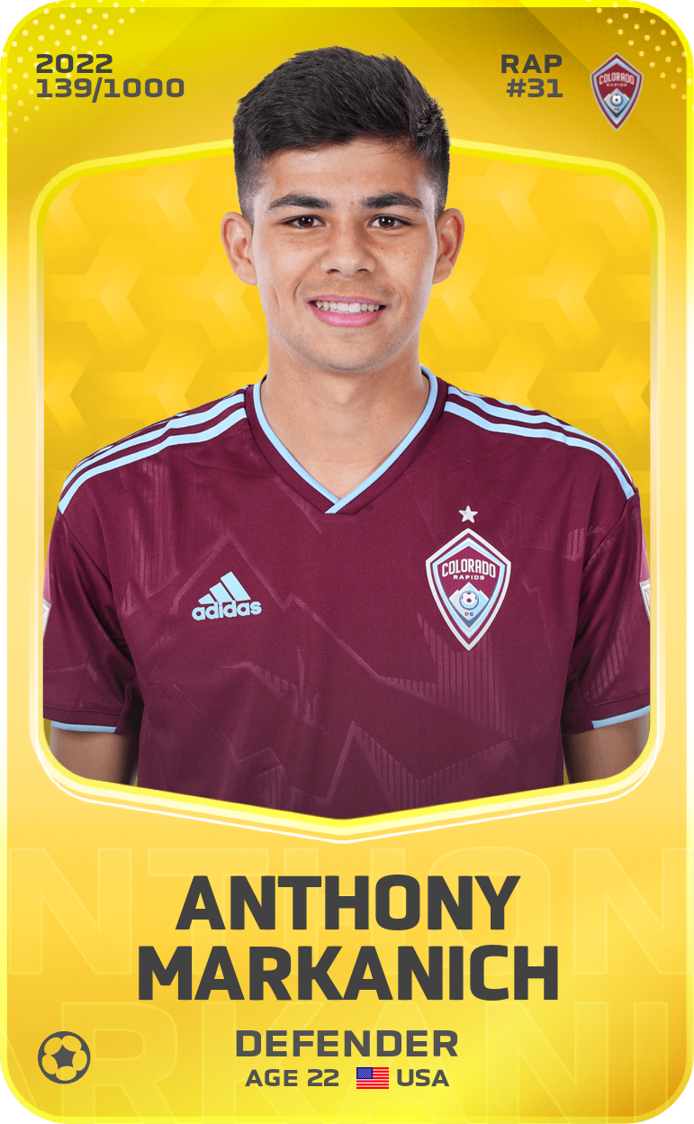 Sorare - Sorare Official - Anthony Markanich 2022-23 • Limited 139/1000 - NFT # 37403120971472556580627606672484801534856363362117206274867089648443739471913