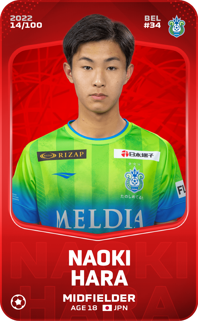 Sorare - Sorare Official - Naoki Hara 2022-23 • Rare 14/100 - NFT # 38366361849949119376529376525814745338811980497889429295803234461885973830028