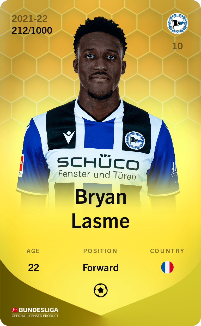 Sorare - Sorare Official - Bryan Lasme 2021-22 • Limited 212/1000 - NFT # 100900057198809056138429125811789961984842942362466276696680247847475067320237