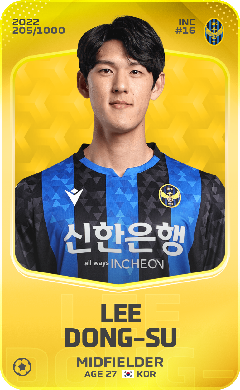 Sorare - Sorare Official - Lee Dong-Su 2022-23 • Limited 205/1000 - NFT # 22633702859951832731560619291159467162641474008850234591758974733652666319242