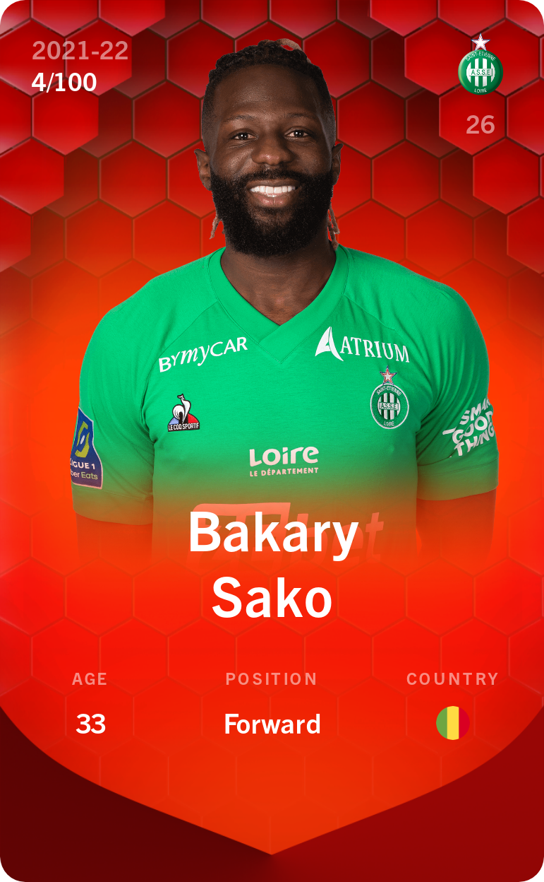 Sorare - Sorare Official - Bakary Sako 2021-22 • Rare 4/100 - NFT # 68557421677657129273659186532209097421883854417701537649601385081088551864085