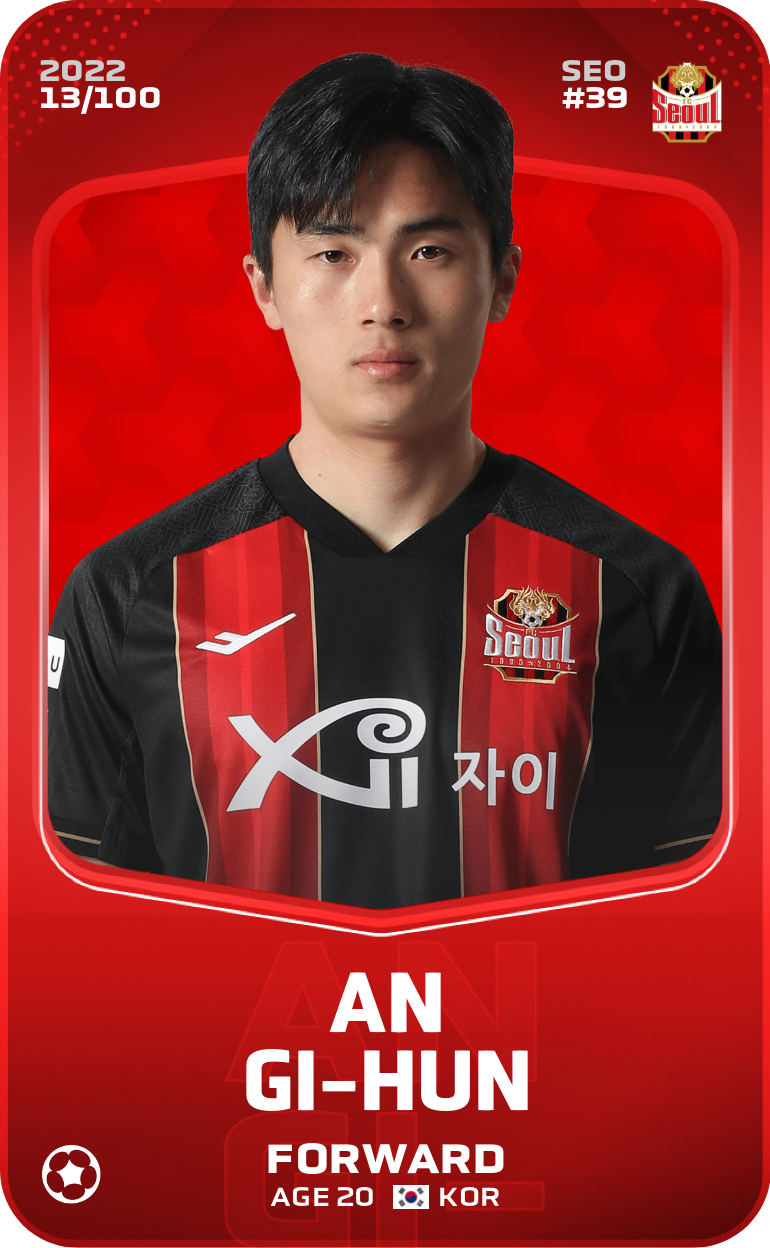 Sorare - Sorare Official - An Gi-Hun 2022-23 • Rare 13/100 - NFT # 68242060329380950019873426350500631085091390978662867712041411219067260015800