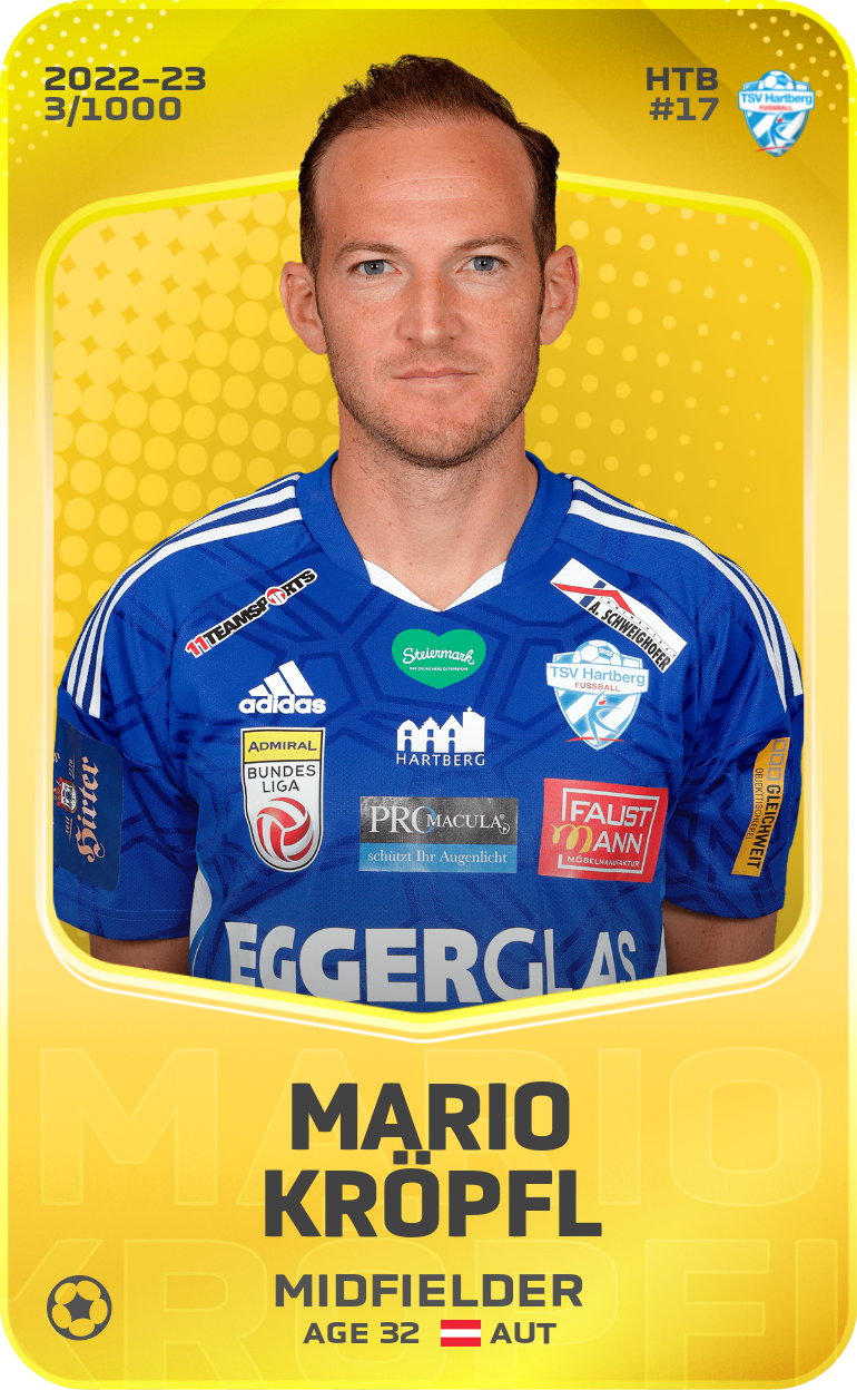 Sorare - Sorare Official - Mario Kröpfl 2022-23 • Limited 3/1000 - NFT # 11649786556731601045045512825524220094318696191183273579962486945234548356480