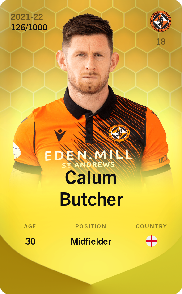 Sorare - Sorare Official - Calum Butcher 2021-22 • Limited 126/1000 - NFT # 85697361183615270674125322649287419263414049727271216808614507793705456792755