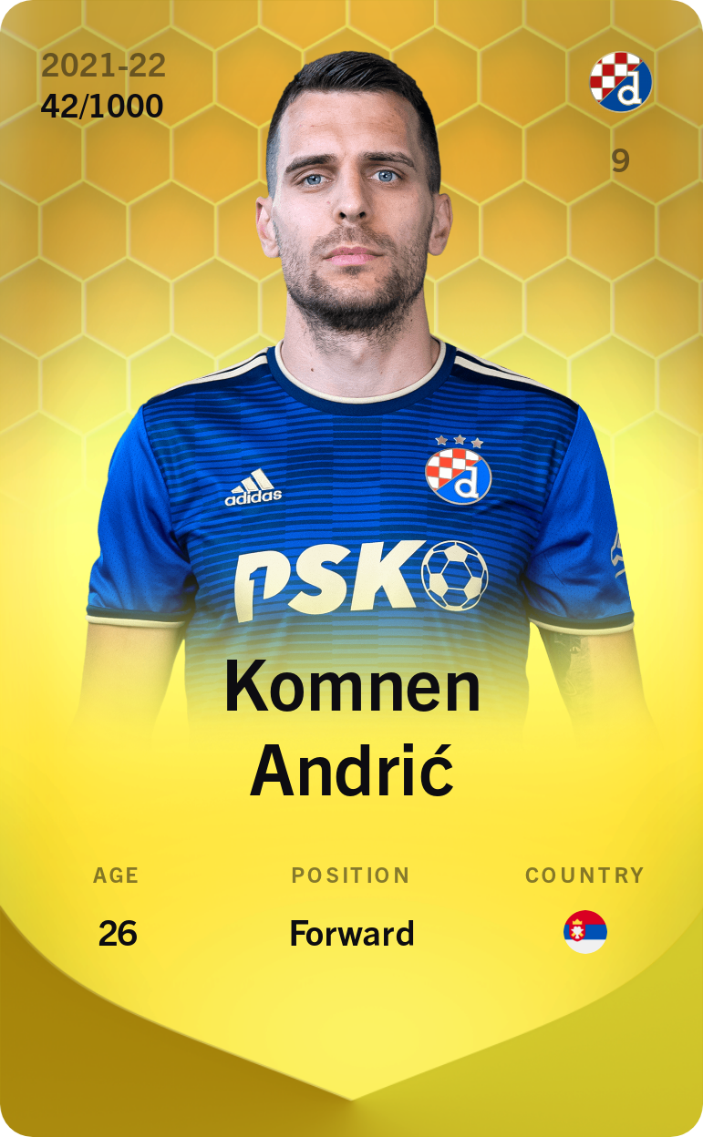 Sorare - Sorare Official - Komnen Andrić 2021-22 • Limited 42/1000 - NFT # 15629633673622161798121799901855432898026251767136992681827754981921736718468